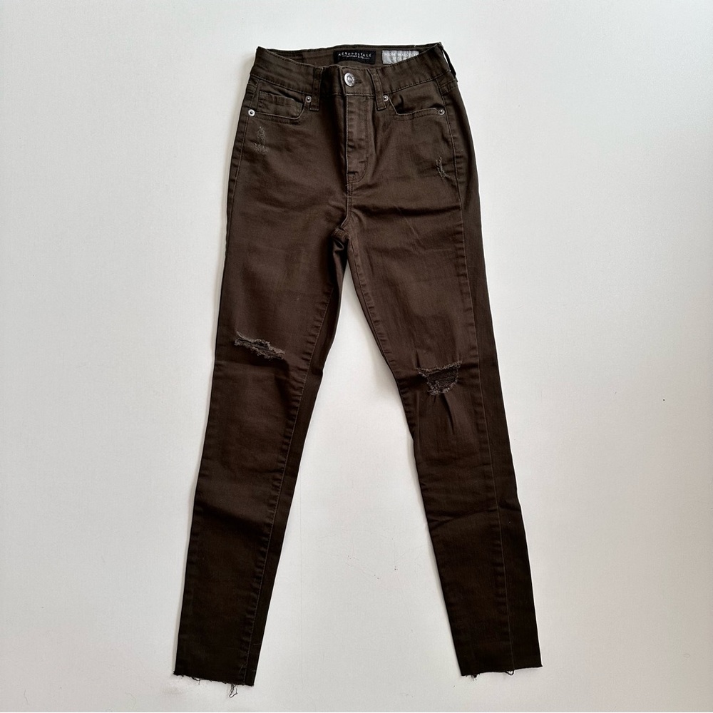 Aeropostale High Waisted Jeggings Forest Green Size 00